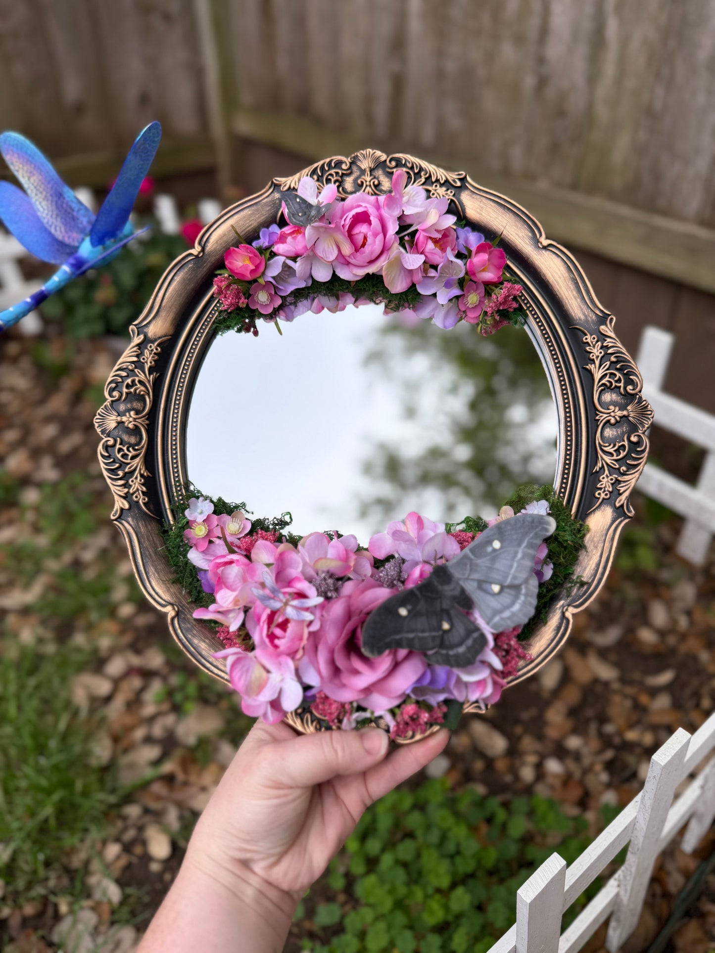 Rose Quartz & Polyphemus Moth Fairy Mirror
