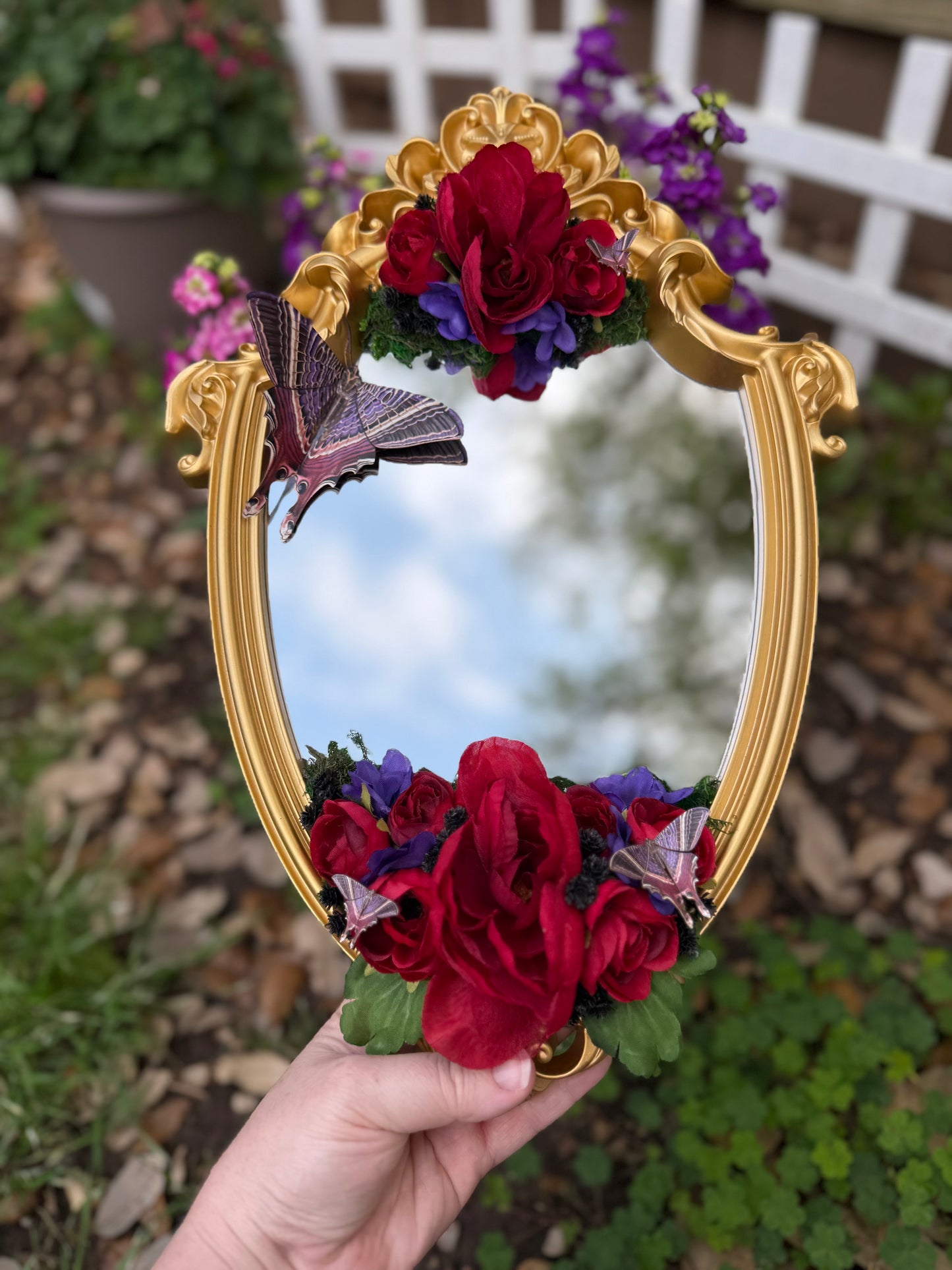 Black Obsidian & Moon Eyetail Moth Fairy Mirror