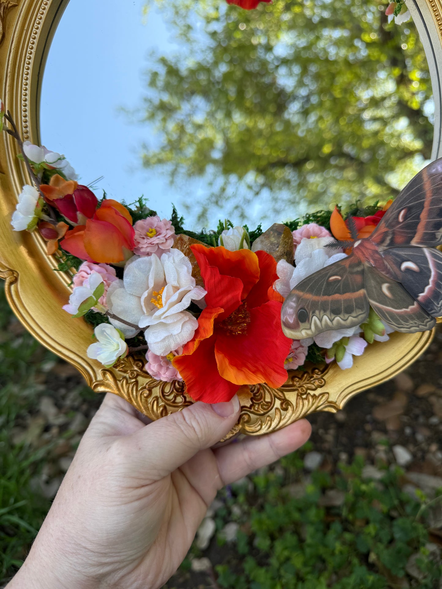 Citrine & Cecropia Moth Fairy Mirror