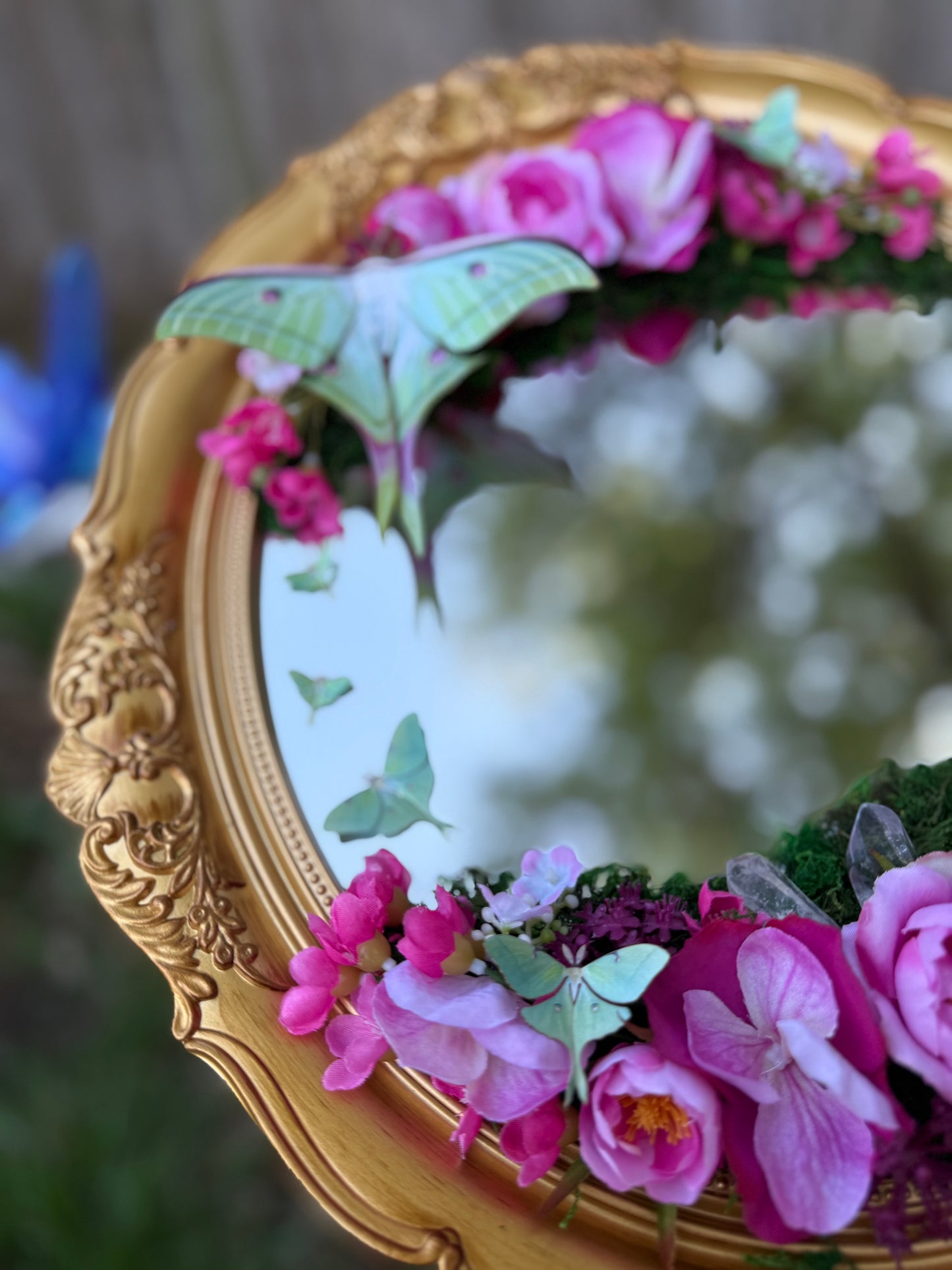 Clear Quartz & Luna Moth Fairy Mirror