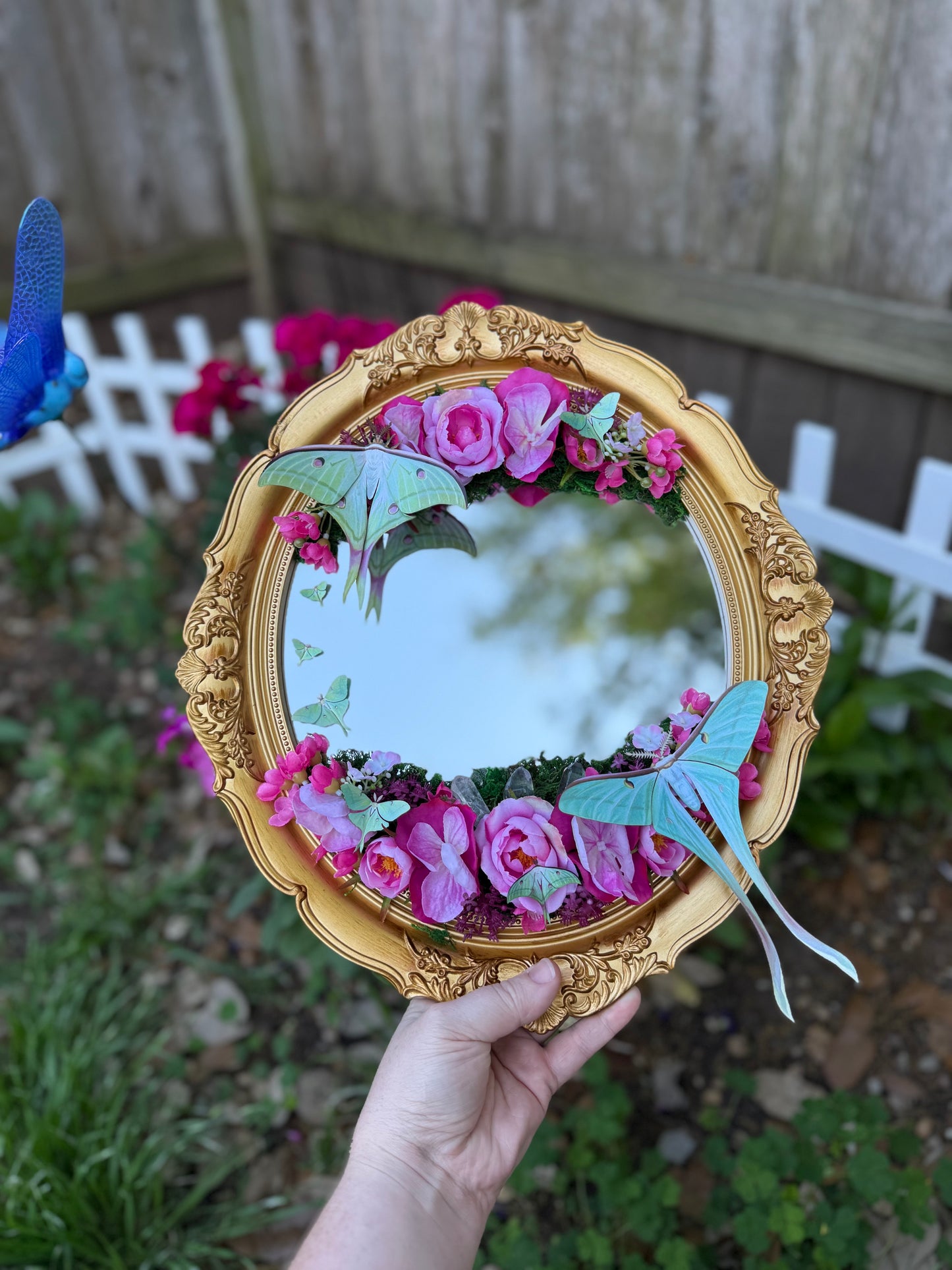 Clear Quartz & Luna Moth Fairy Mirror