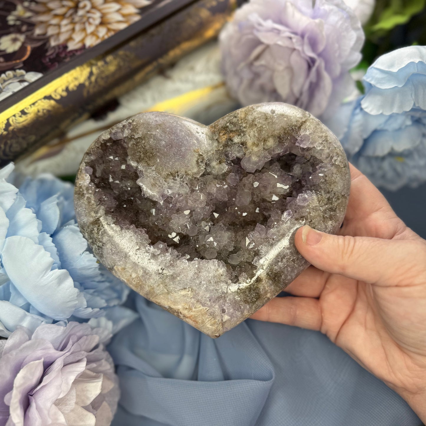 Pink Amethyst Heart with Druzy