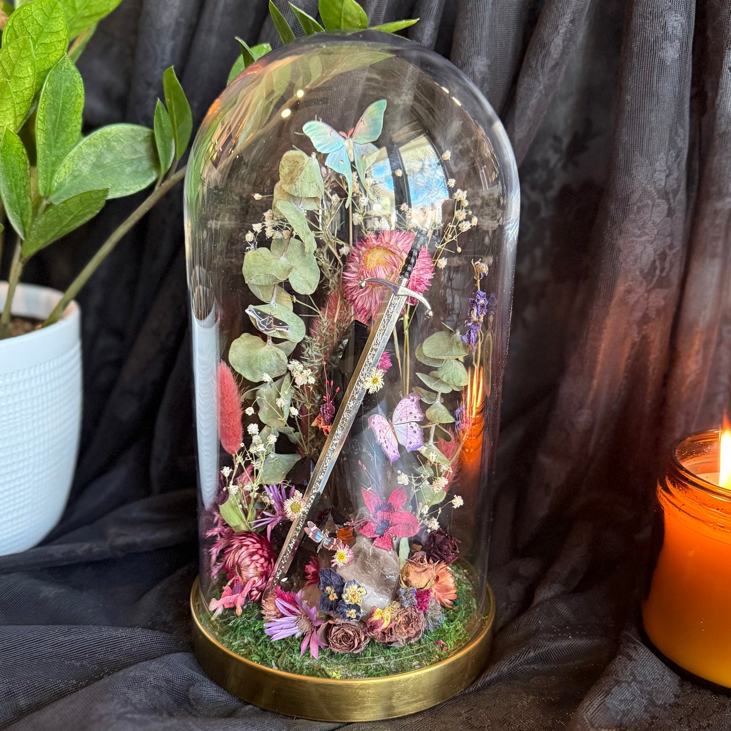 Smoky Quartz & Decorative Dagger Terrarium