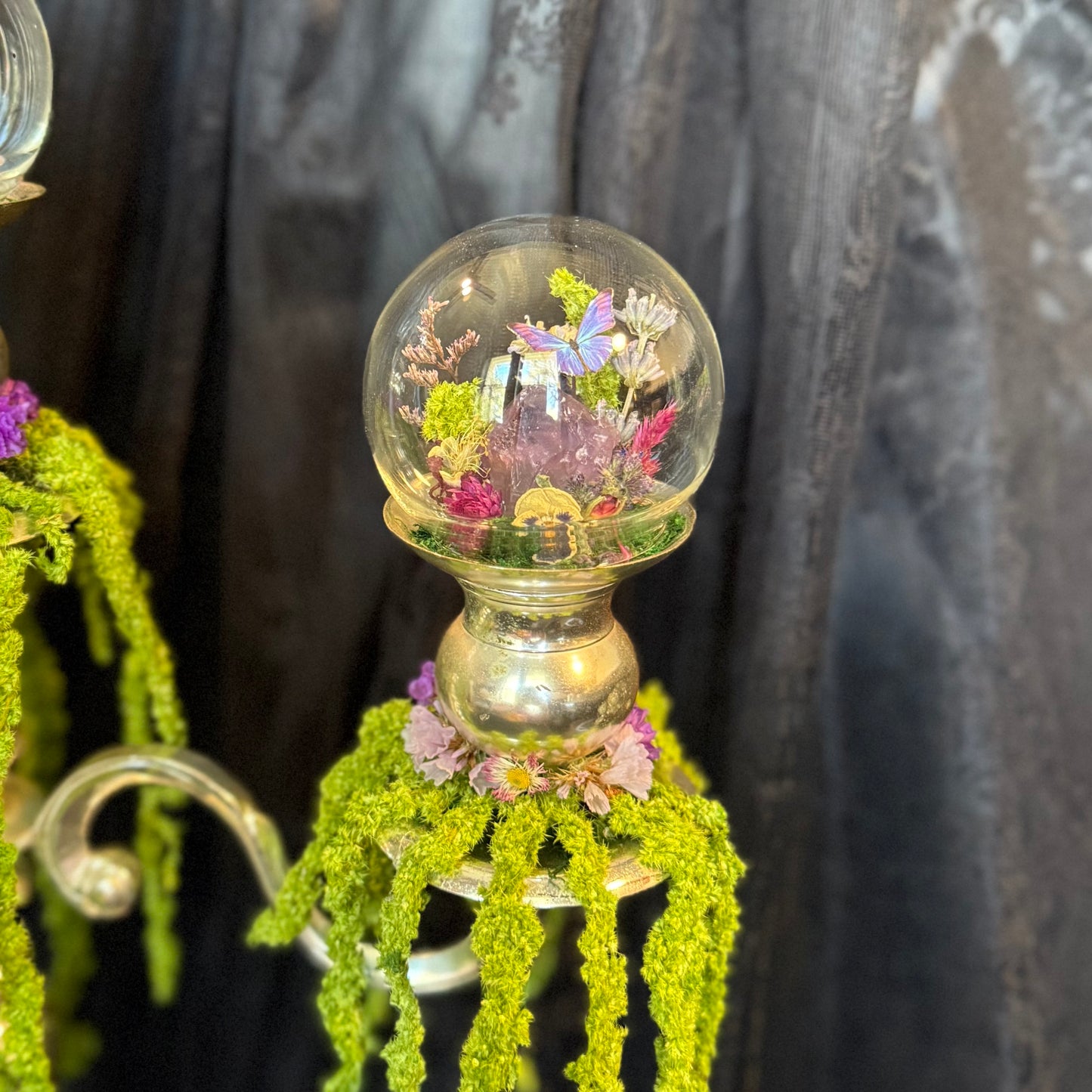 Vintage Candelabra Amethyst Terrarium