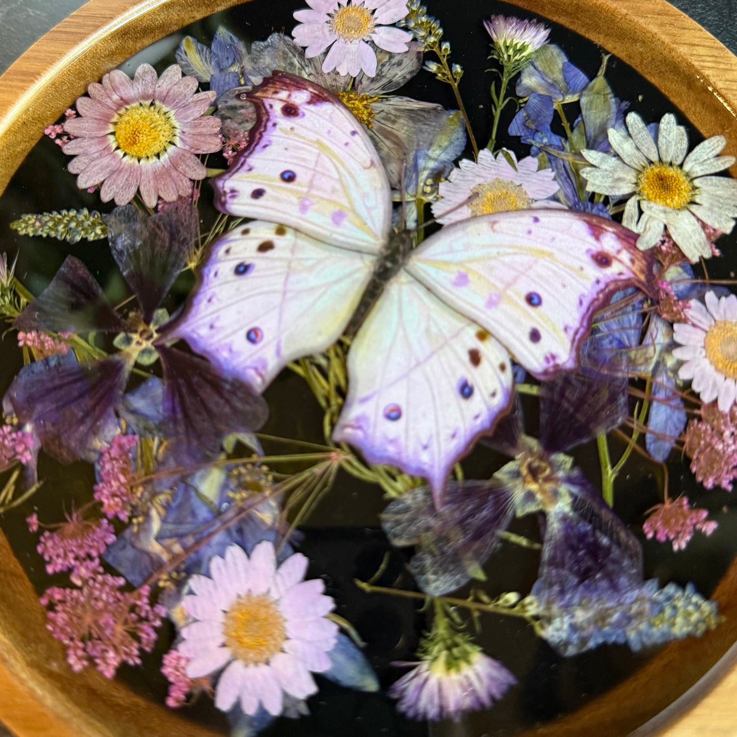 Round Mother of Pearl Butterfly Tray