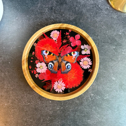 Round Peacock Butterfly Tray