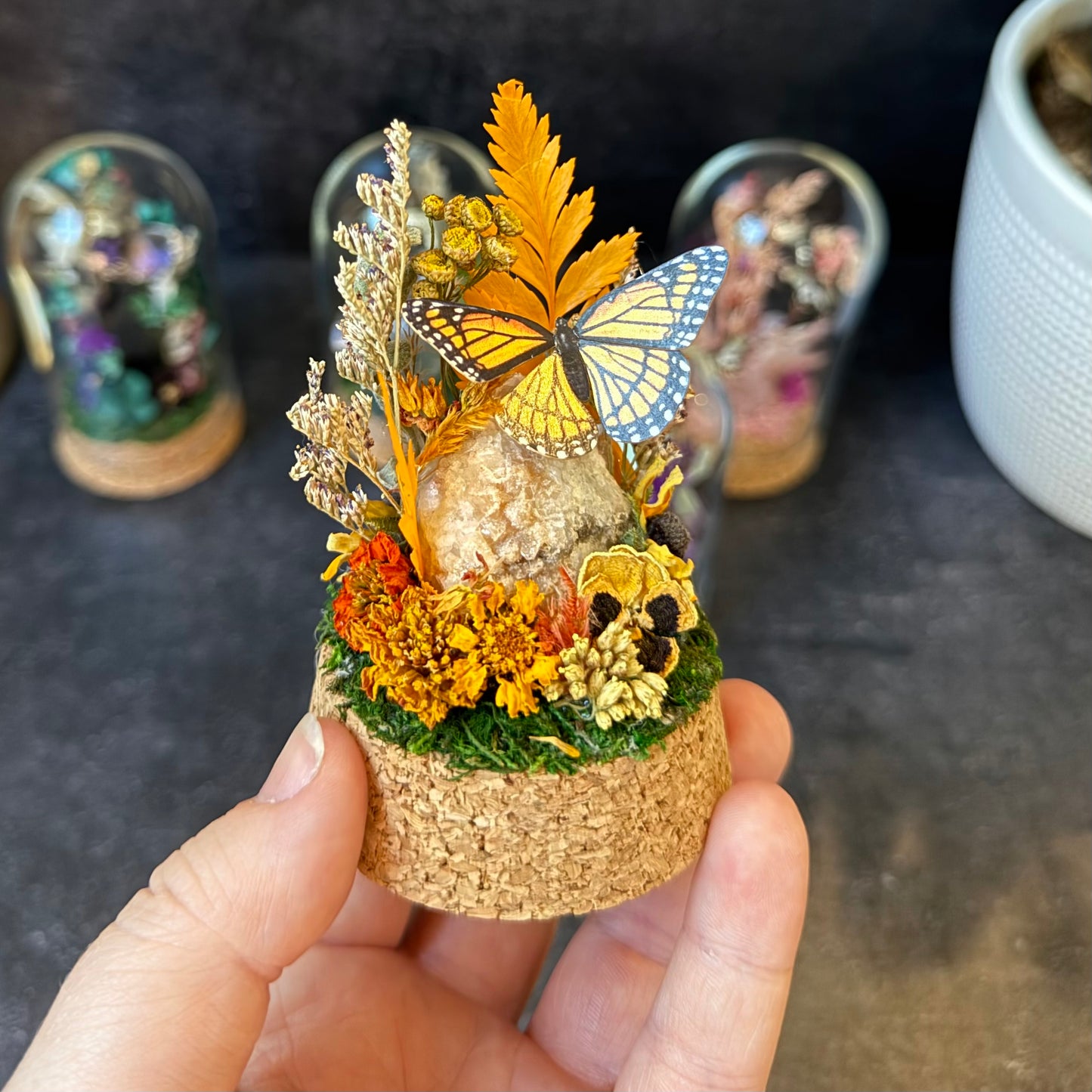 Mini Monarch Butterfly & Citrine Terrarium