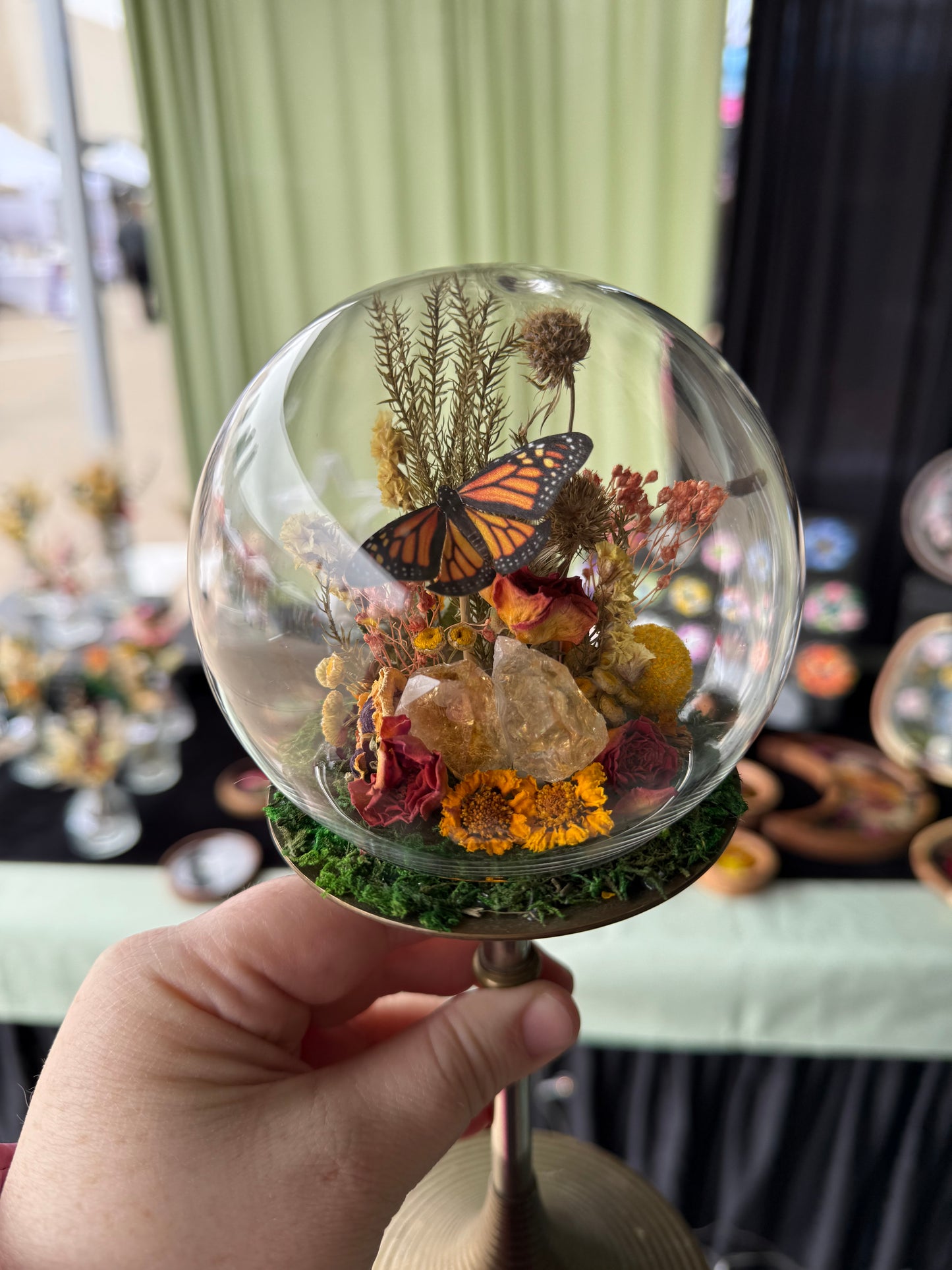 Vintage Brass Citrine Terrarium