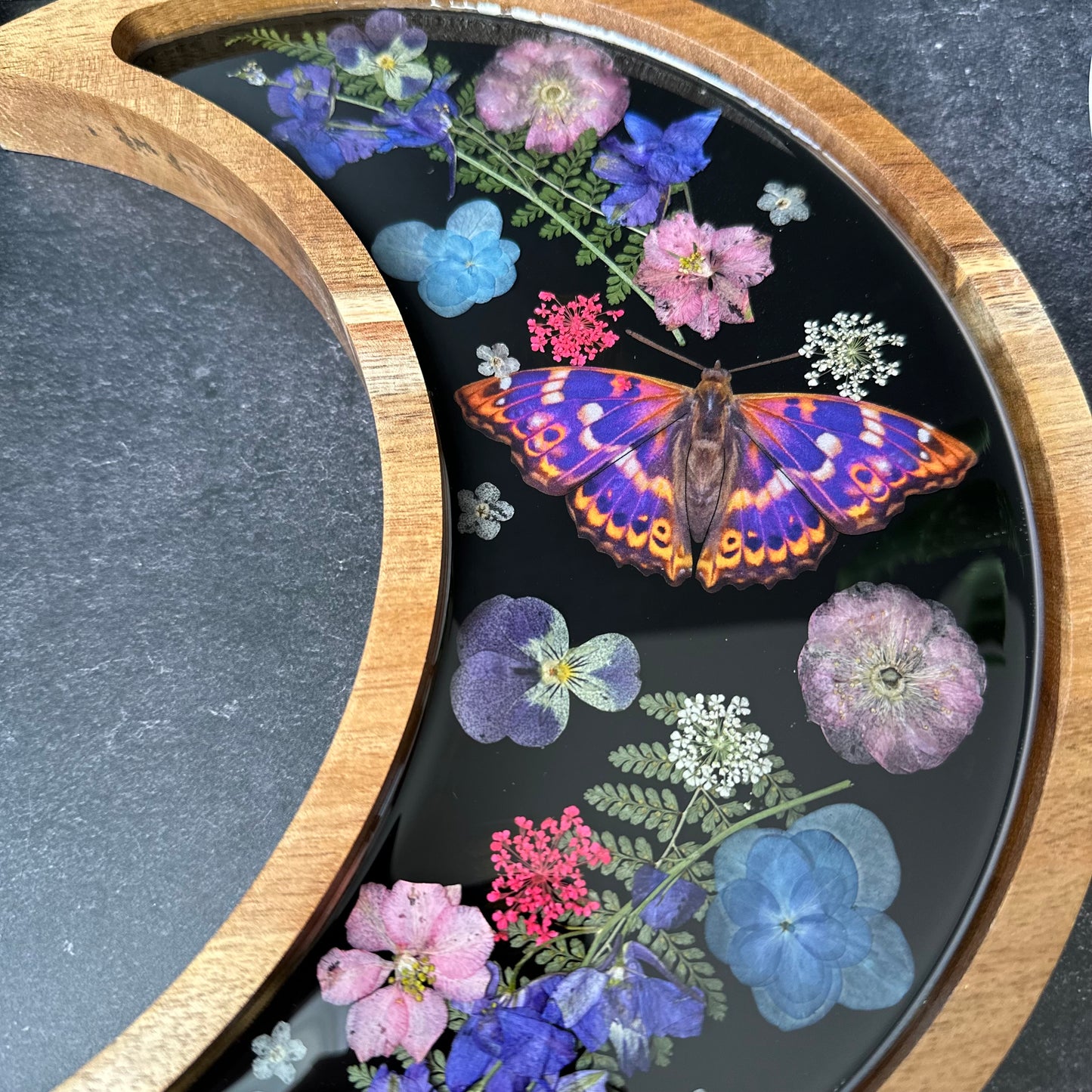 Crescent Moon Purple Butterfly Tray